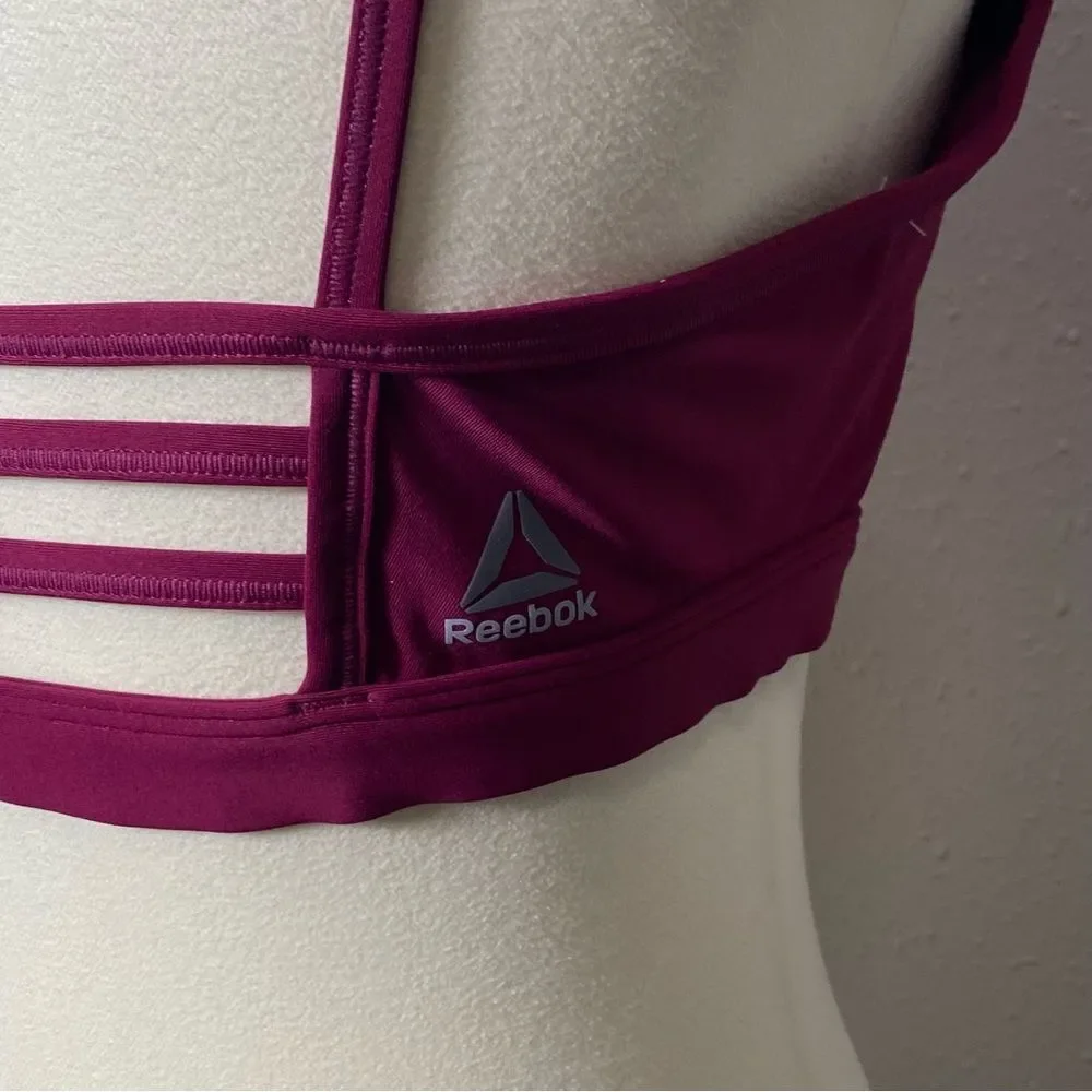 NWT Reebok Sports Bra Fushia Open Back w/ Straps Work Out Yoga Womens Size Large